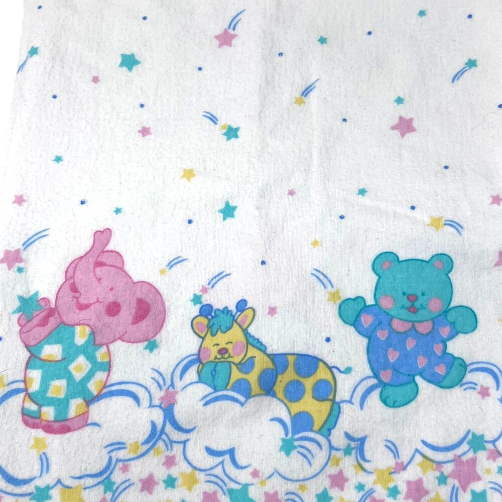 Vintage Baby Blanket Riegel Stars Teddy‎ Bear Elephant Giraffe Cotton Receiving